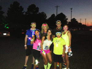 Paula Smith and friends running at night